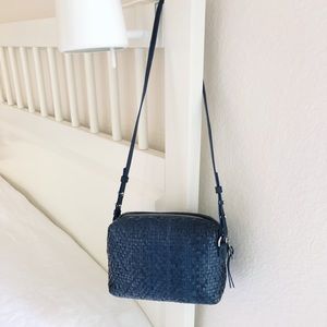 Massimo Dutti leather woven crossbody shoulder bag